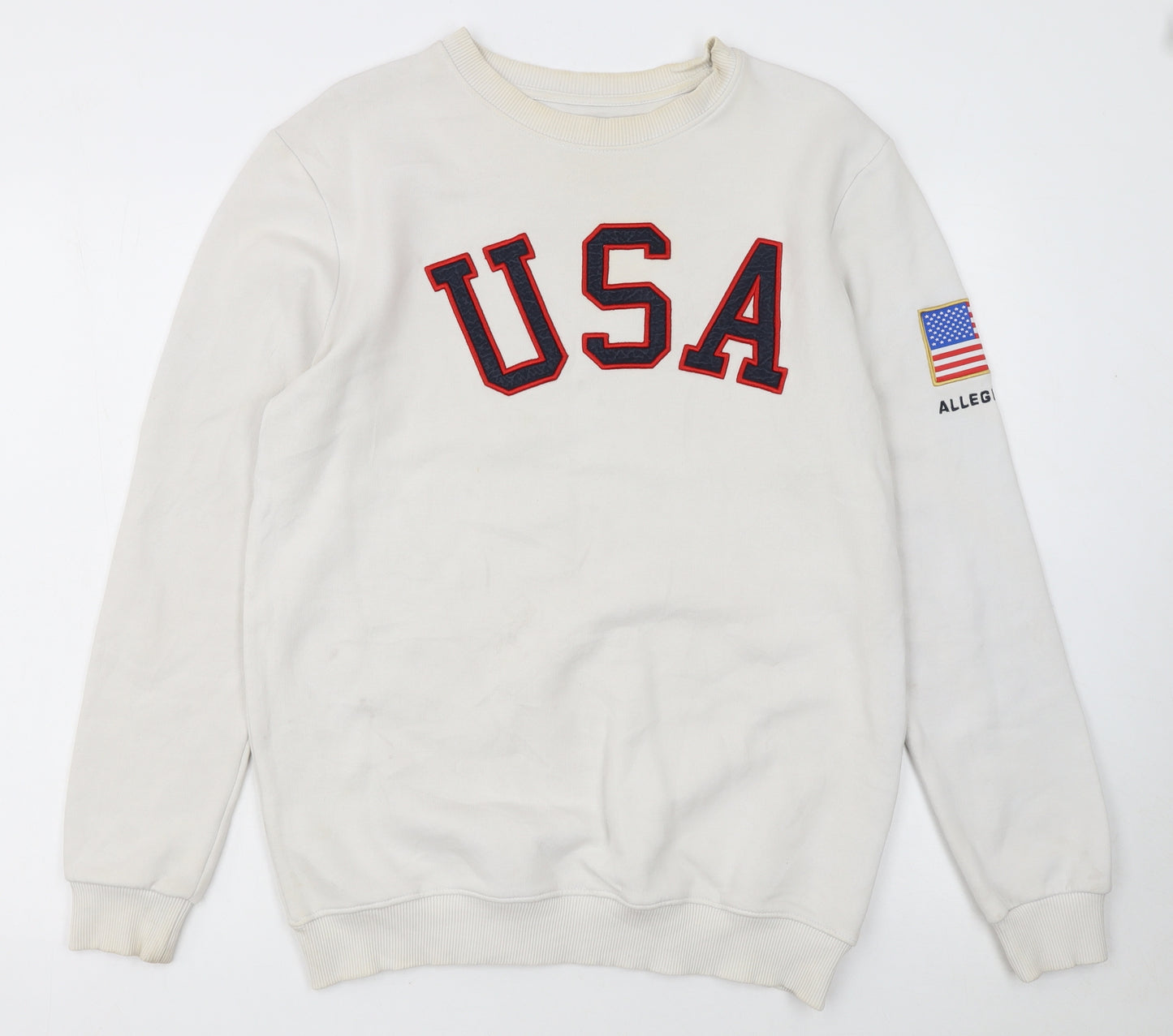 Allegiance Mens White USA Crew Neck Pullover Sweatshirt M