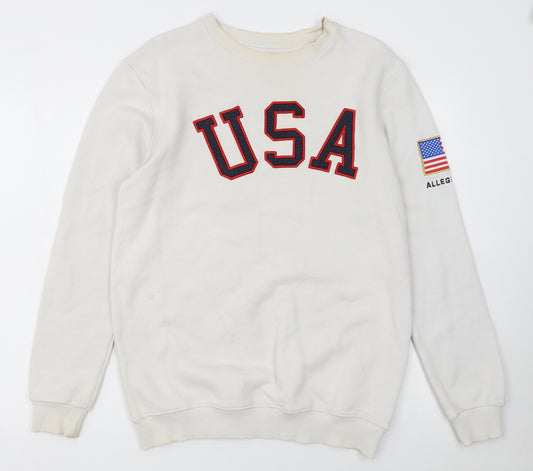 Allegiance Mens White USA Crew Neck Pullover Sweatshirt M