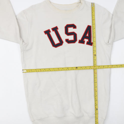 Allegiance Mens White USA Crew Neck Pullover Sweatshirt M