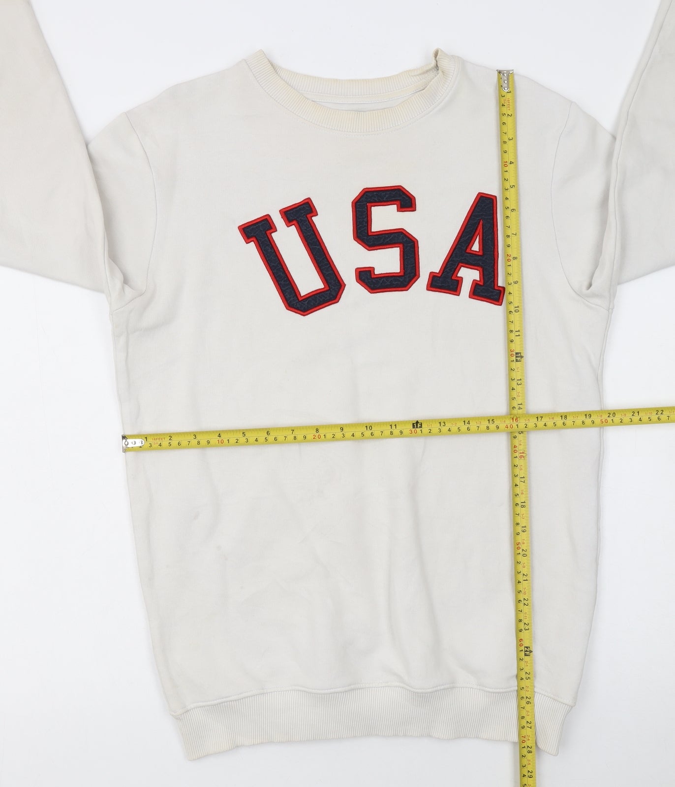 Allegiance Mens White USA Crew Neck Pullover Sweatshirt M