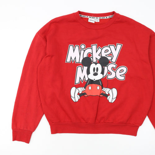 Disney Women Red Mickey Mouse Pullover Sweatshirt Size 10/12