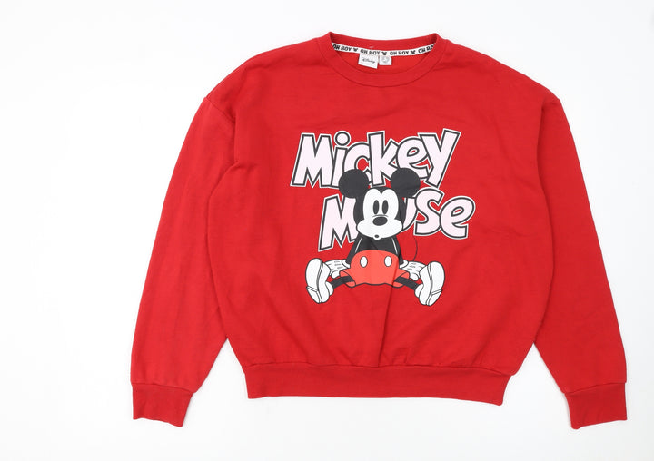 Disney Women Red Mickey Mouse Pullover Sweatshirt Size 10/12