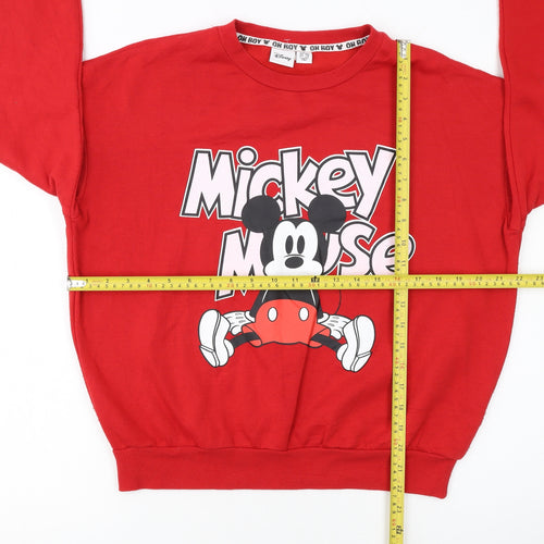 Disney Women Red Mickey Mouse Pullover Sweatshirt Size 10/12
