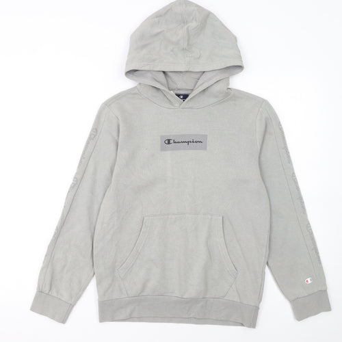 Champion Boys Grey Pullover Hoodie 11-12 Years Logo Fleece Sweatshirt