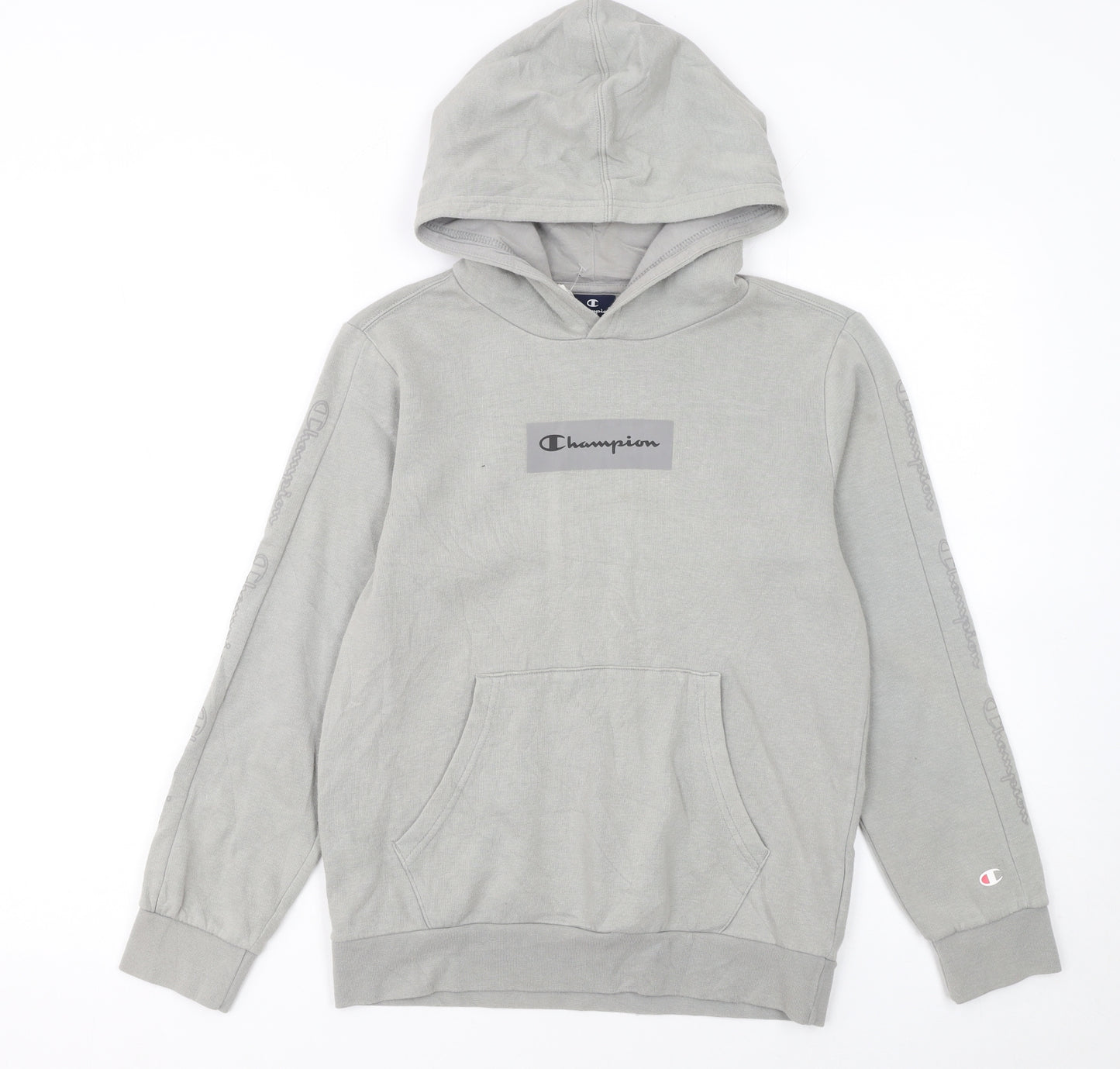 Champion Boys Grey Pullover Hoodie 11-12 Years Logo Fleece Sweatshirt