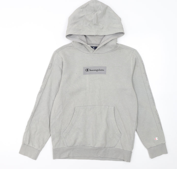 Champion Boys Grey Pullover Hoodie 11-12 Years Logo Fleece Sweatshirt
