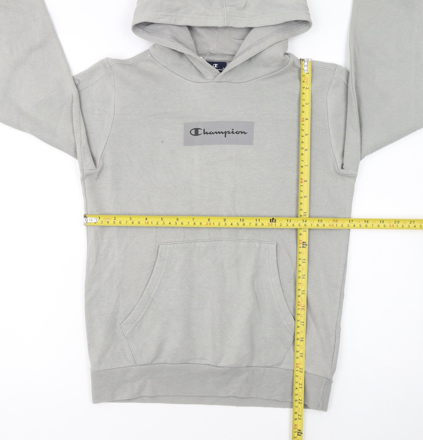 Champion Boys Grey Pullover Hoodie 11-12 Years Logo Fleece Sweatshirt