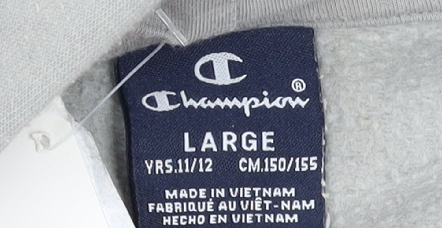 Champion Boys Grey Pullover Hoodie 11-12 Years Logo Fleece Sweatshirt