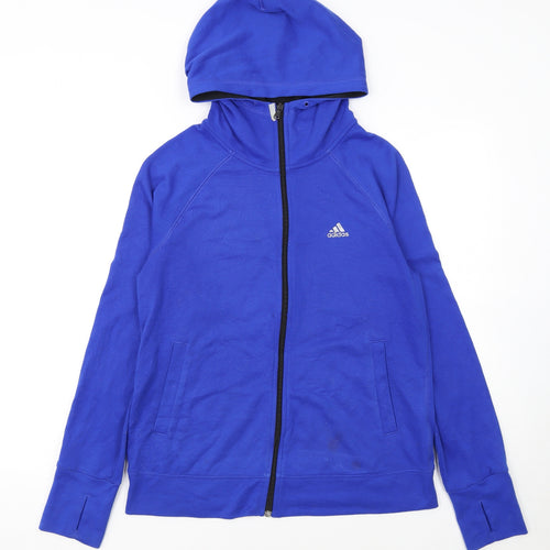 Adidas Womens Blue Climalite Full Zip Hoodie Size 12-14 M