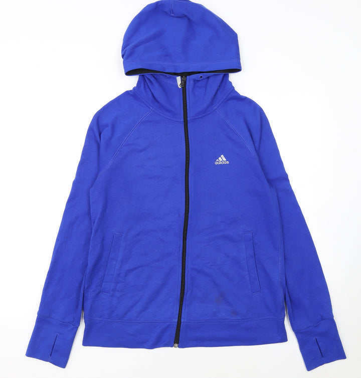 Adidas Womens Blue Climalite Full Zip Hoodie Size 12-14 M