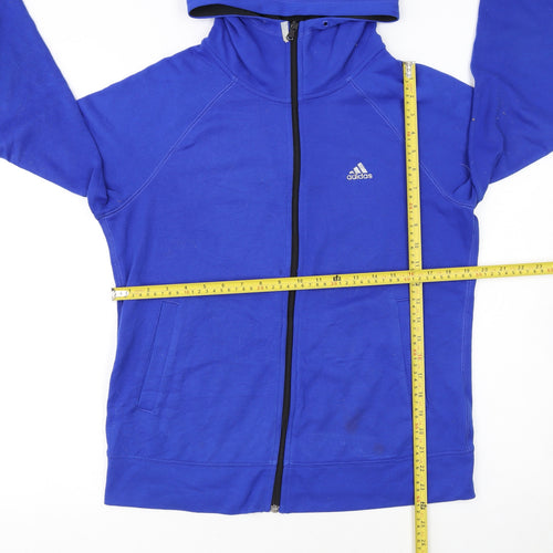 Adidas Womens Blue Climalite Full Zip Hoodie Size 12-14 M
