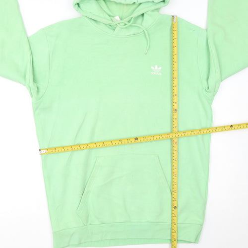 Adidas Mens Green Pullover Hoodie Size M Logo Fleece Sweatshirt