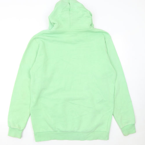 Adidas Mens Green Pullover Hoodie Size M Logo Fleece Sweatshirt