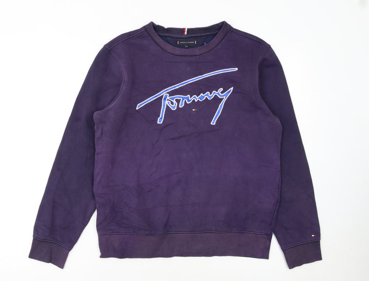 Tommy Hilfiger Girls Purple Crew Neck Pullover Sweatshirt Size 164