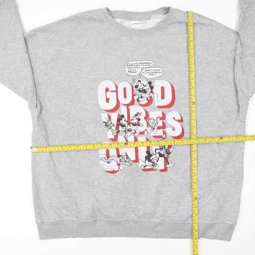 Disney Women Grey XL Sweatshirt Mickey & Friends Good Vibes Only