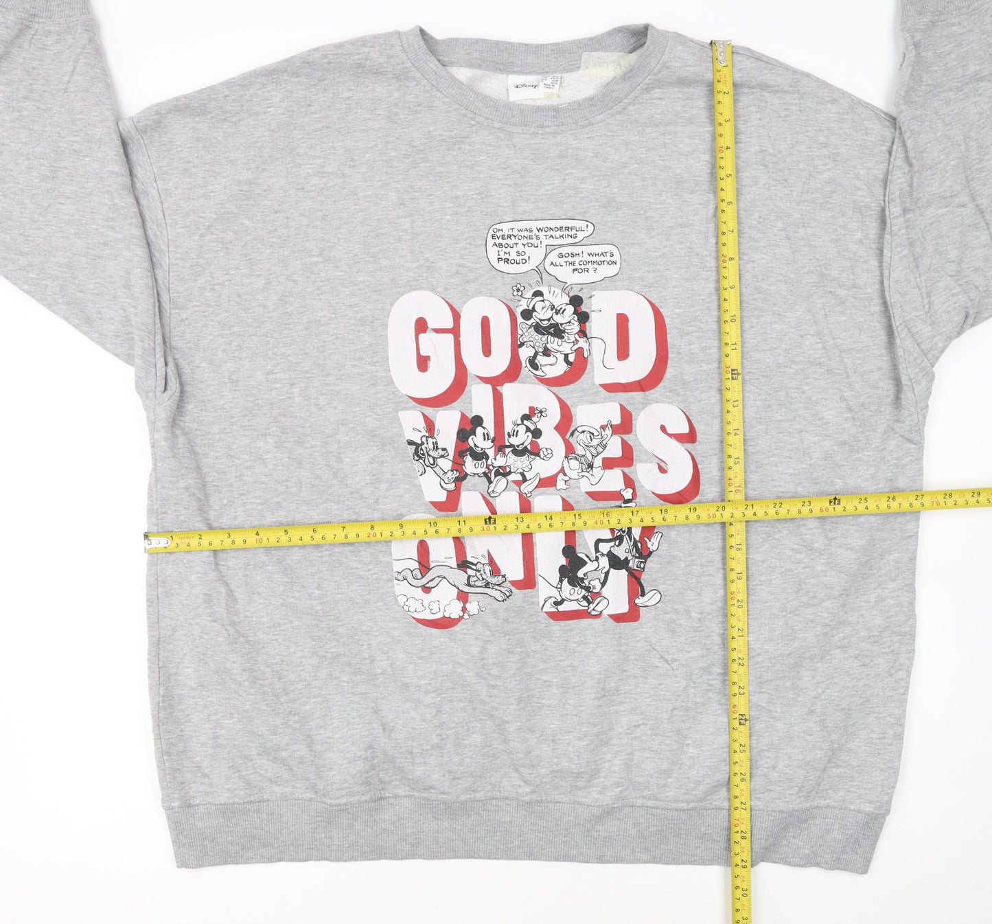 Disney Women Grey XL Sweatshirt Mickey & Friends Good Vibes Only