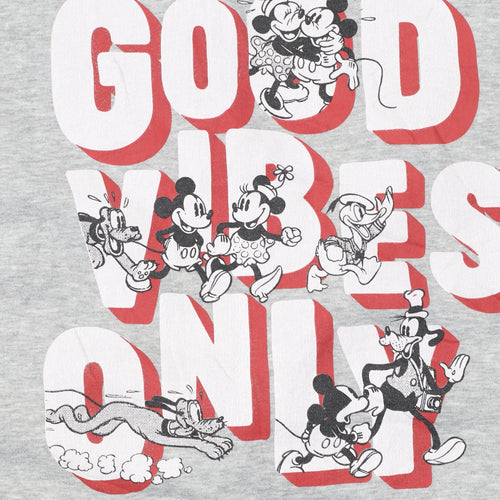 Disney Women Grey XL Sweatshirt Mickey & Friends Good Vibes Only
