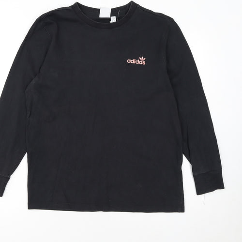 Adidas Women Black Long Sleeve Crew Neck Pullover Sweatshirt UK 10