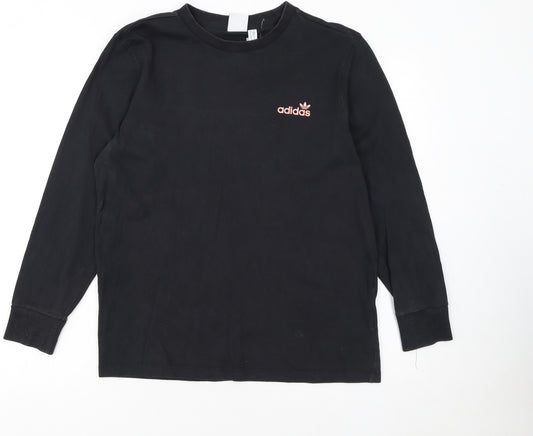 Adidas Women Black Long Sleeve Crew Neck Pullover Sweatshirt UK 10
