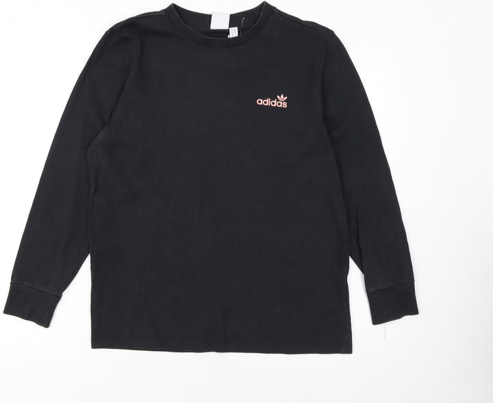 Adidas Women Black Long Sleeve Crew Neck Pullover Sweatshirt UK 10