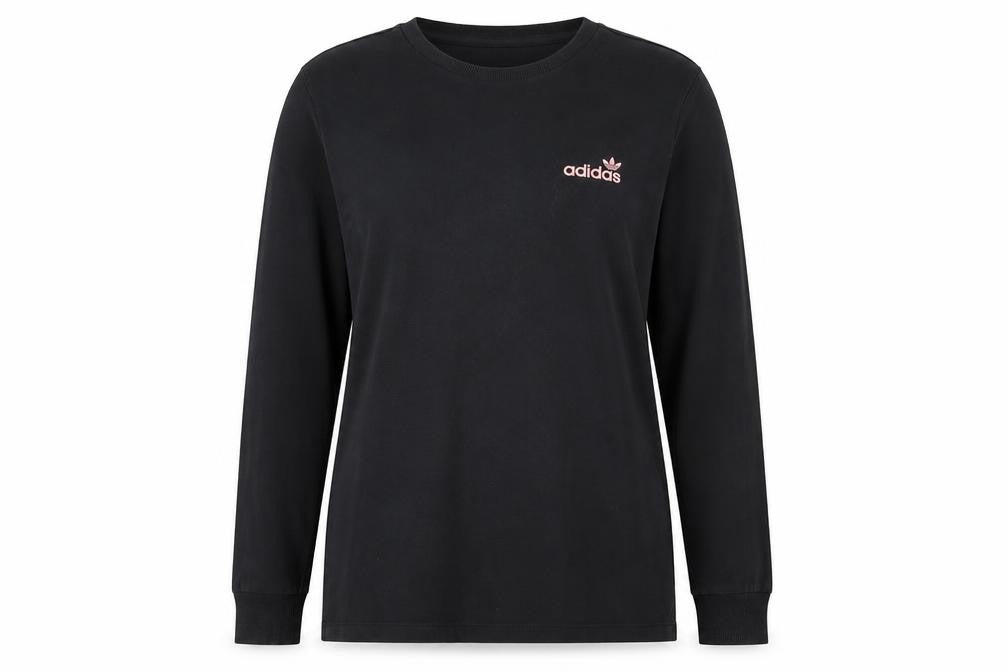 Front view of Adidas Women Black Long Sleeve Crew Neck Pullover Sweatshirt UK 10