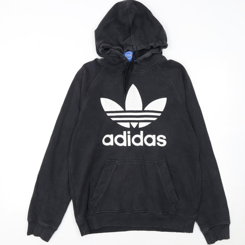 Adidas Men's Black Pullover Hoodie Small Logo Fleece Sweatshirt