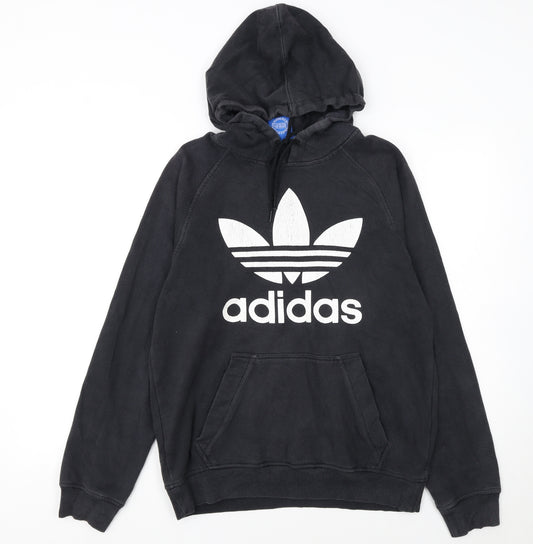 Adidas Men's Black Pullover Hoodie Small Logo Fleece Sweatshirt
