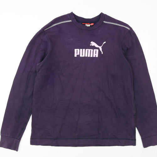 Puma Women Purple Pullover Sweatshirt Size 16 Logo Print