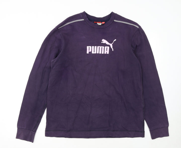 Puma Women Purple Pullover Sweatshirt Size 16 Logo Print