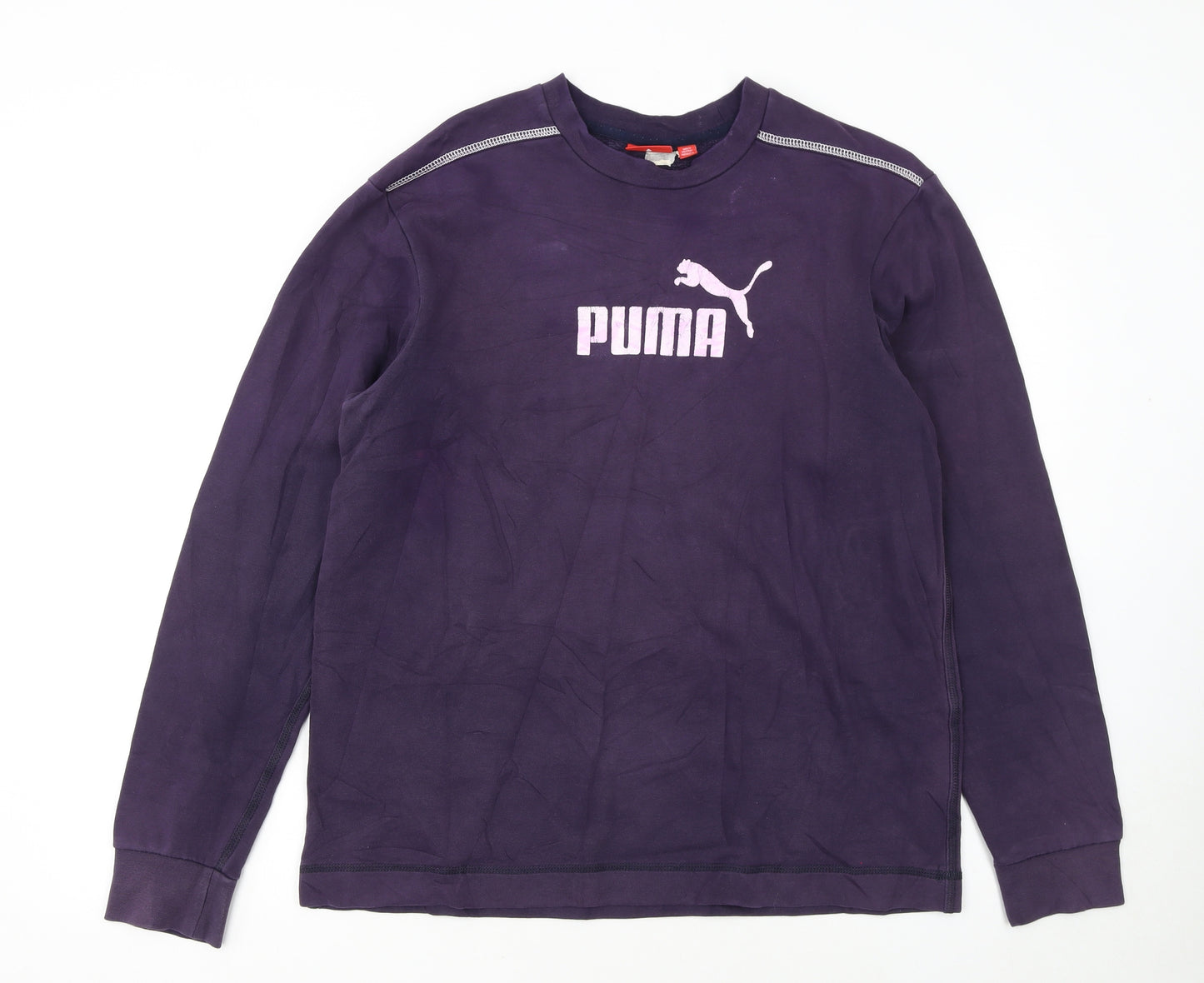 Puma Women Purple Pullover Sweatshirt Size 16 Logo Print