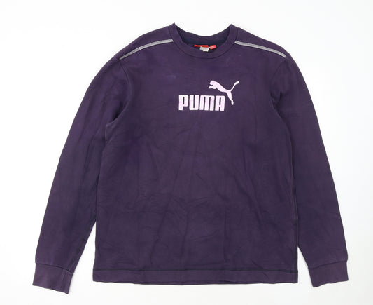 Puma Women Purple Pullover Sweatshirt Size 16 Logo Print