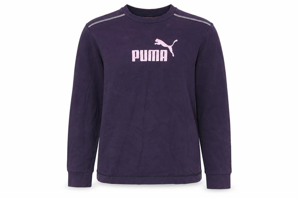 Front view of Puma Women Purple Pullover Sweatshirt, size 16, Logo Print