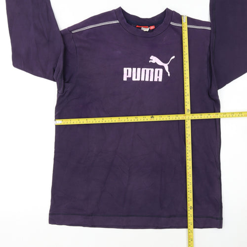 Puma Women Purple Pullover Sweatshirt Size 16 Logo Print