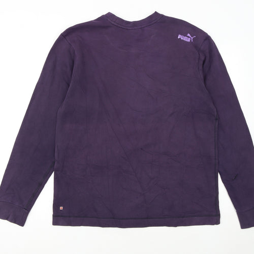 Puma Women Purple Pullover Sweatshirt Size 16 Logo Print