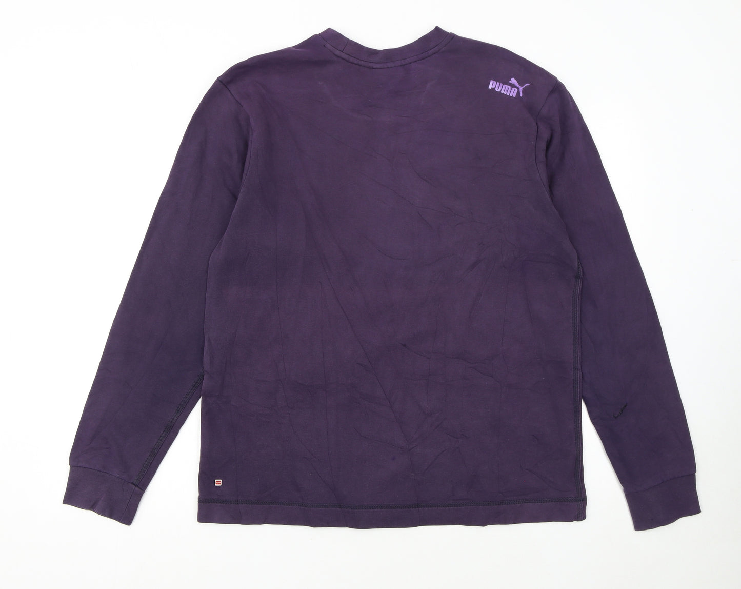 Puma Women Purple Pullover Sweatshirt Size 16 Logo Print