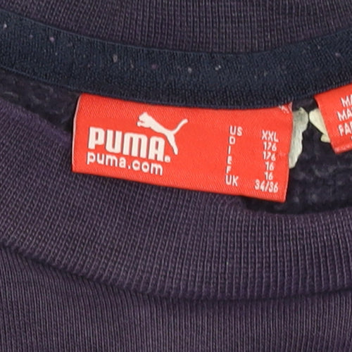 Puma Women Purple Pullover Sweatshirt Size 16 Logo Print