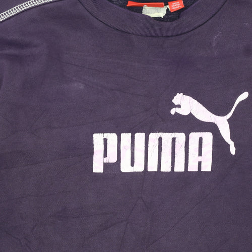 Puma Women Purple Pullover Sweatshirt Size 16 Logo Print