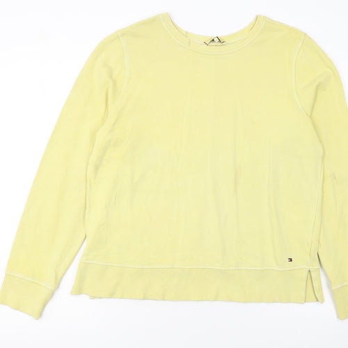 Tommy Hilfiger Women Yellow Cotton Crew Neck Pullover Sweatshirt M