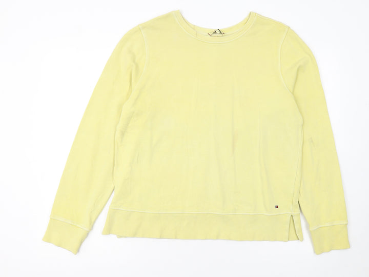 Tommy Hilfiger Women Yellow Cotton Crew Neck Pullover Sweatshirt M