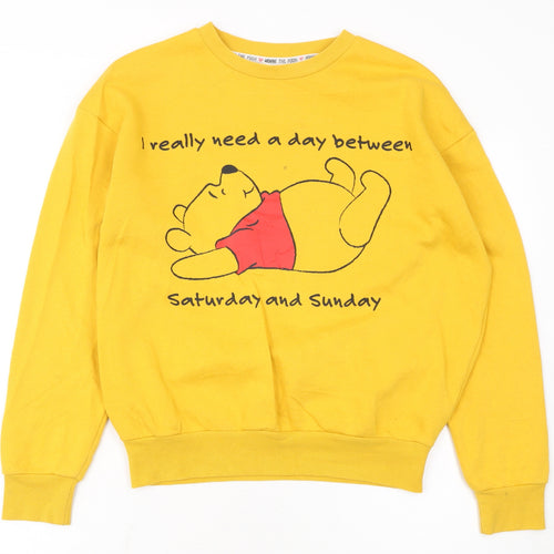 Disney Women’s Yellow Winnie the Pooh Graphic Pullover Sweatshirt XS