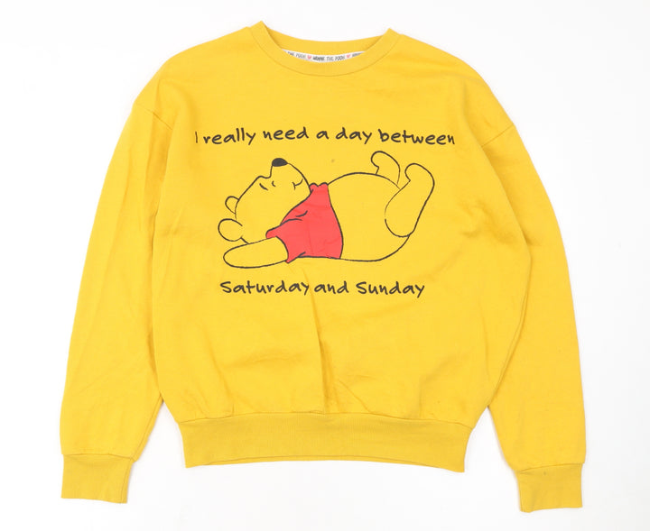 Disney Women’s Yellow Winnie the Pooh Graphic Pullover Sweatshirt XS