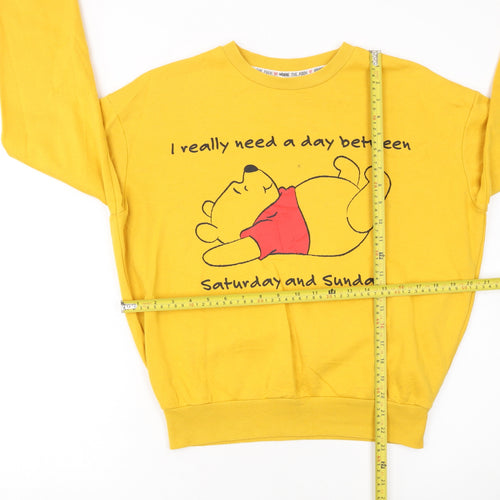 Disney Women’s Yellow Winnie the Pooh Graphic Pullover Sweatshirt XS