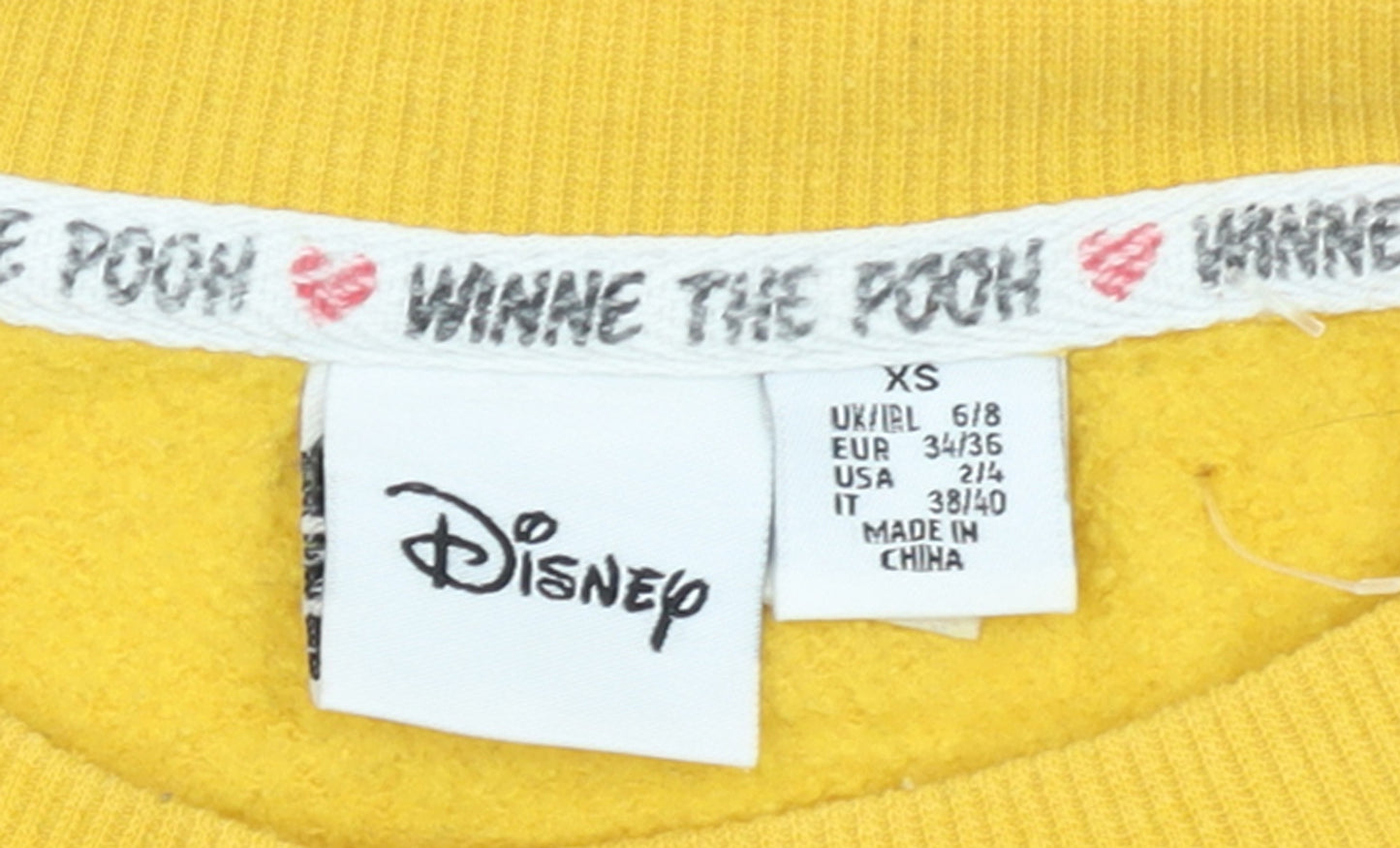 Disney Women’s Yellow Winnie the Pooh Graphic Pullover Sweatshirt XS
