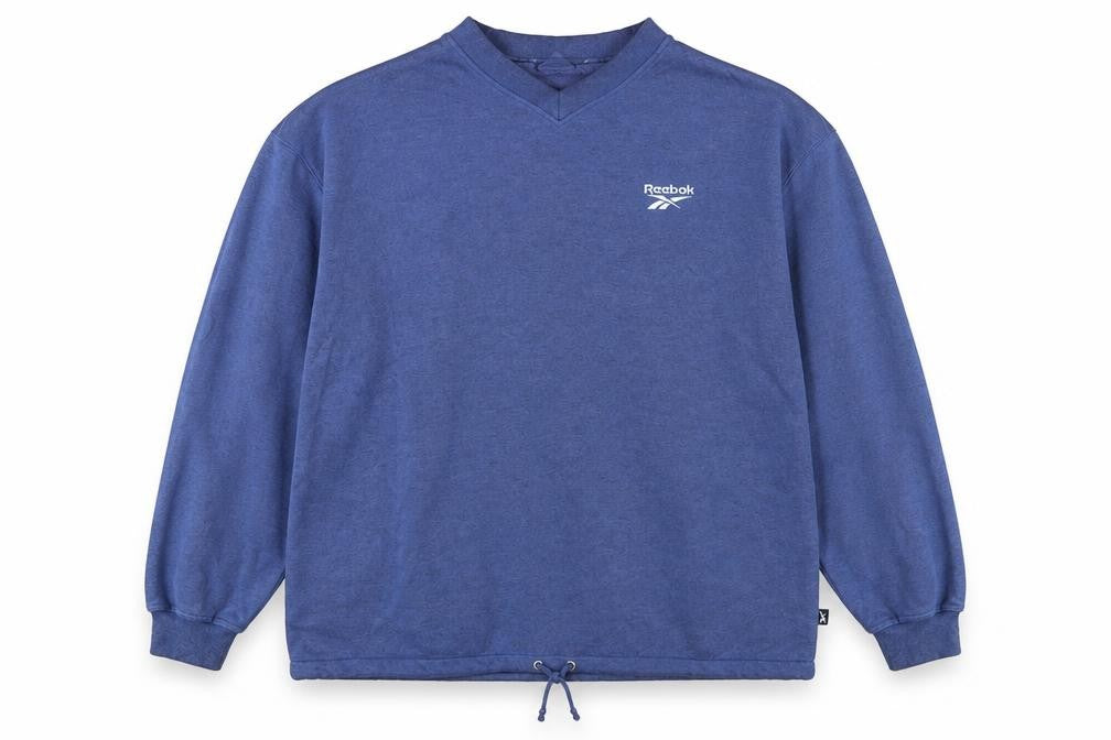 Front view of Reebok men’s blue xl v-neck pullover sweatshirt