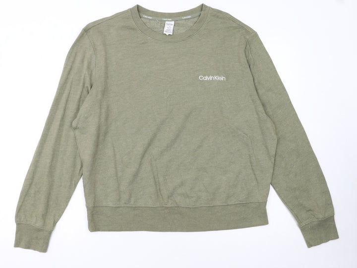 Calvin Klein Women Green Long Sleeve Cotton Modal Pyjama Top Size 12