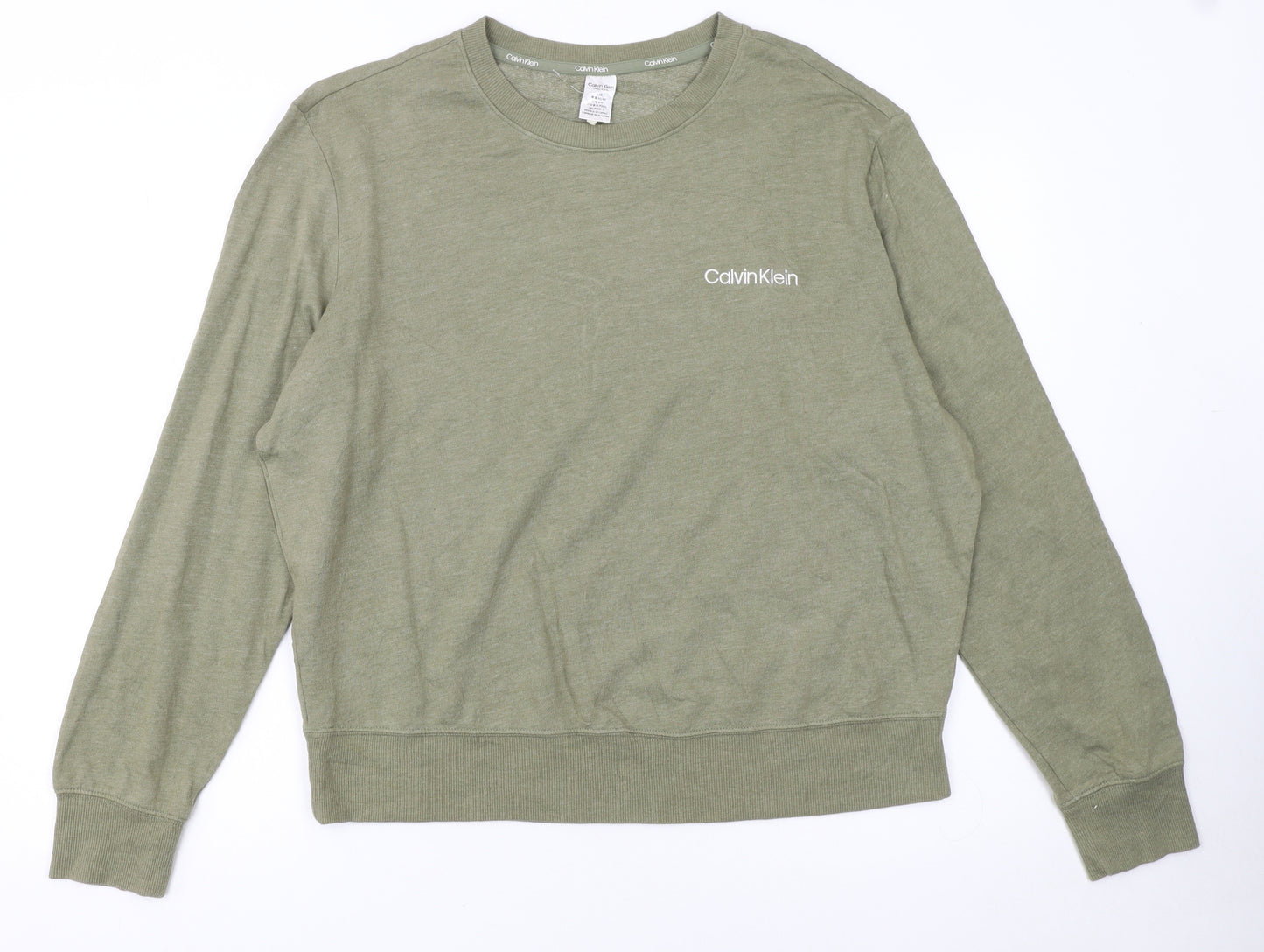 Calvin Klein Women Green Long Sleeve Cotton Modal Pyjama Top Size 12