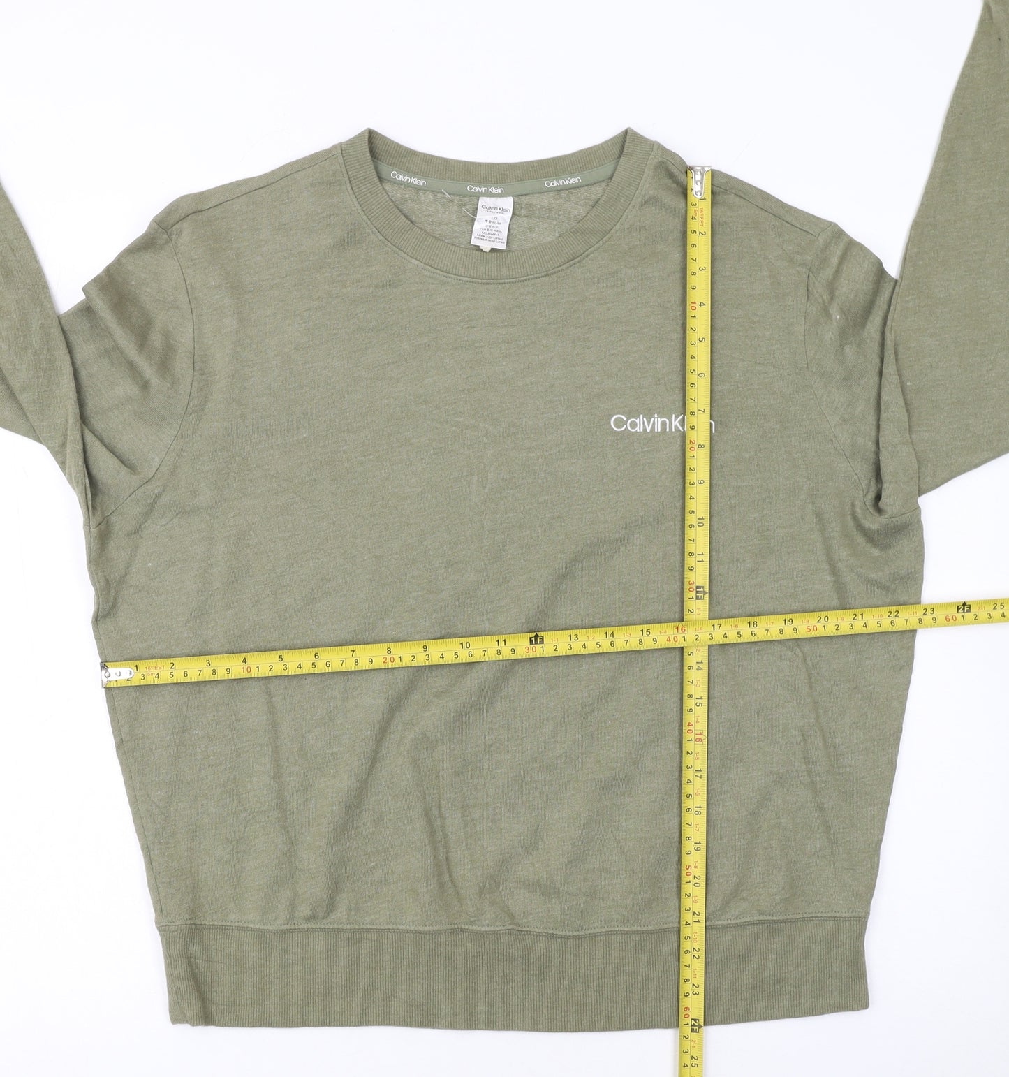 Calvin Klein Women Green Long Sleeve Cotton Modal Pyjama Top Size 12