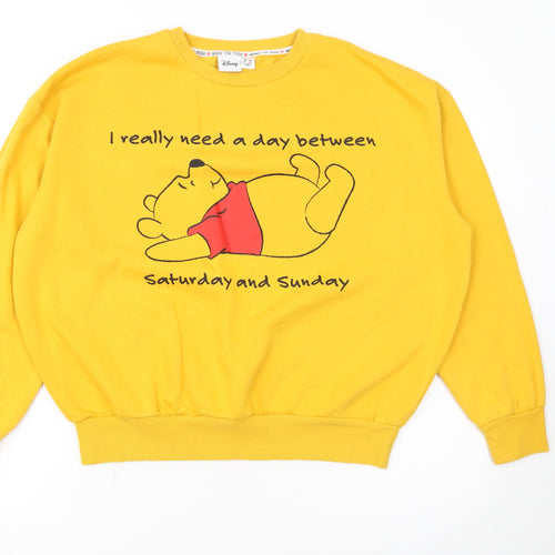 Disney Women Yellow Winnie the Pooh Sweatshirt Size 12/14