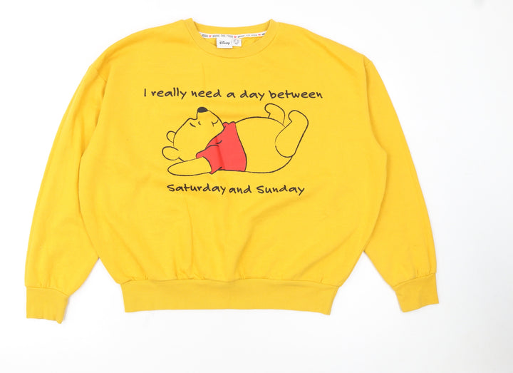Disney Women Yellow Winnie the Pooh Sweatshirt Size 12/14