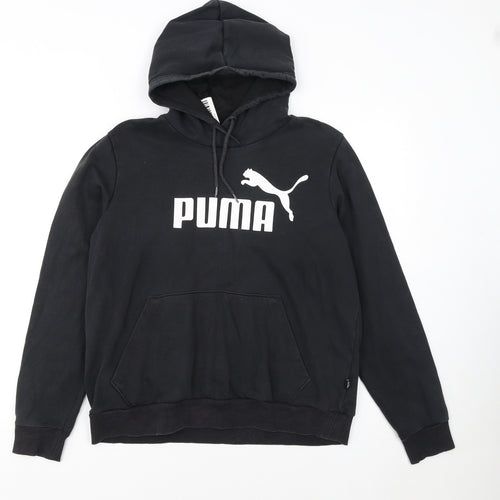 Puma Women's Black XL Pullover Hoodie with Logo Print